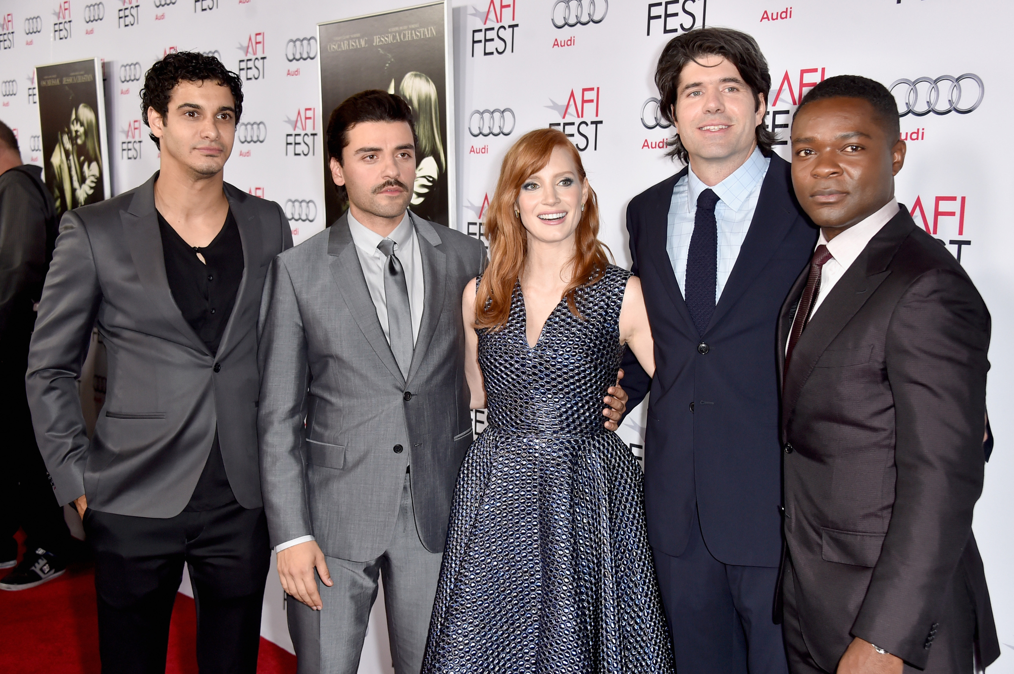 David Oyelowo, Elyes Gabel, Oscar Isaac and Jessica Chastain at event of A Most Violent Year (2014)