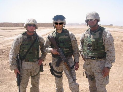 Antone(center)as US Marine in Iraq . . .