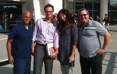 On set with Minnie Driver, Paul Adelstein, and director, writer, producer Sean Hanish. Return to Zero the movie.
