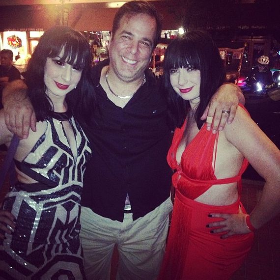 Jen Soska (left) and Sylvia Soska (right) with Painkiller Jane creator, Jimmy Palmiotti.