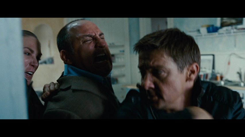 Michael Papajohn, Jeremy Renner, and Elizabeth Marvel in The Bourne Legacy