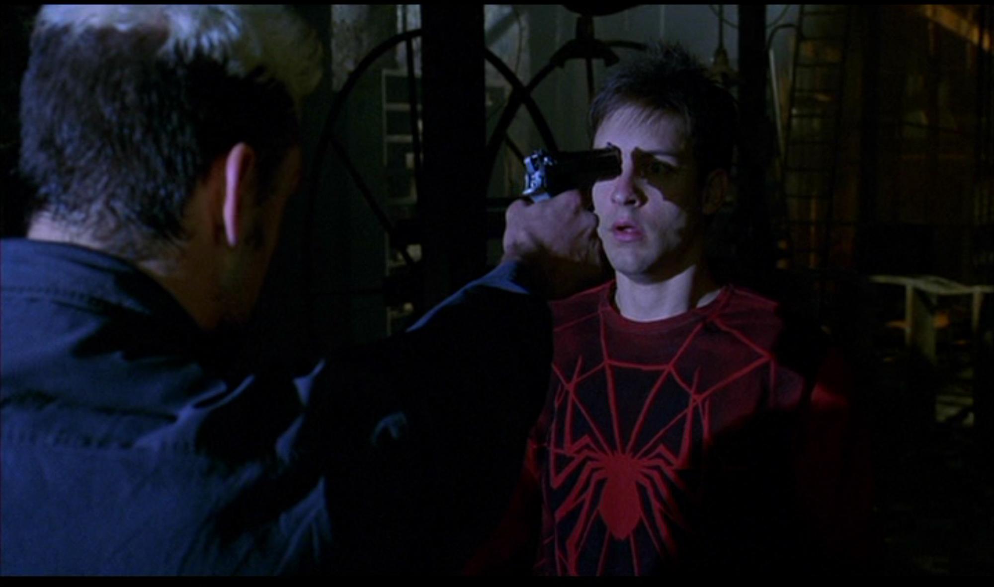 Michael Papajohn and Tobey Maguire in Spiderman