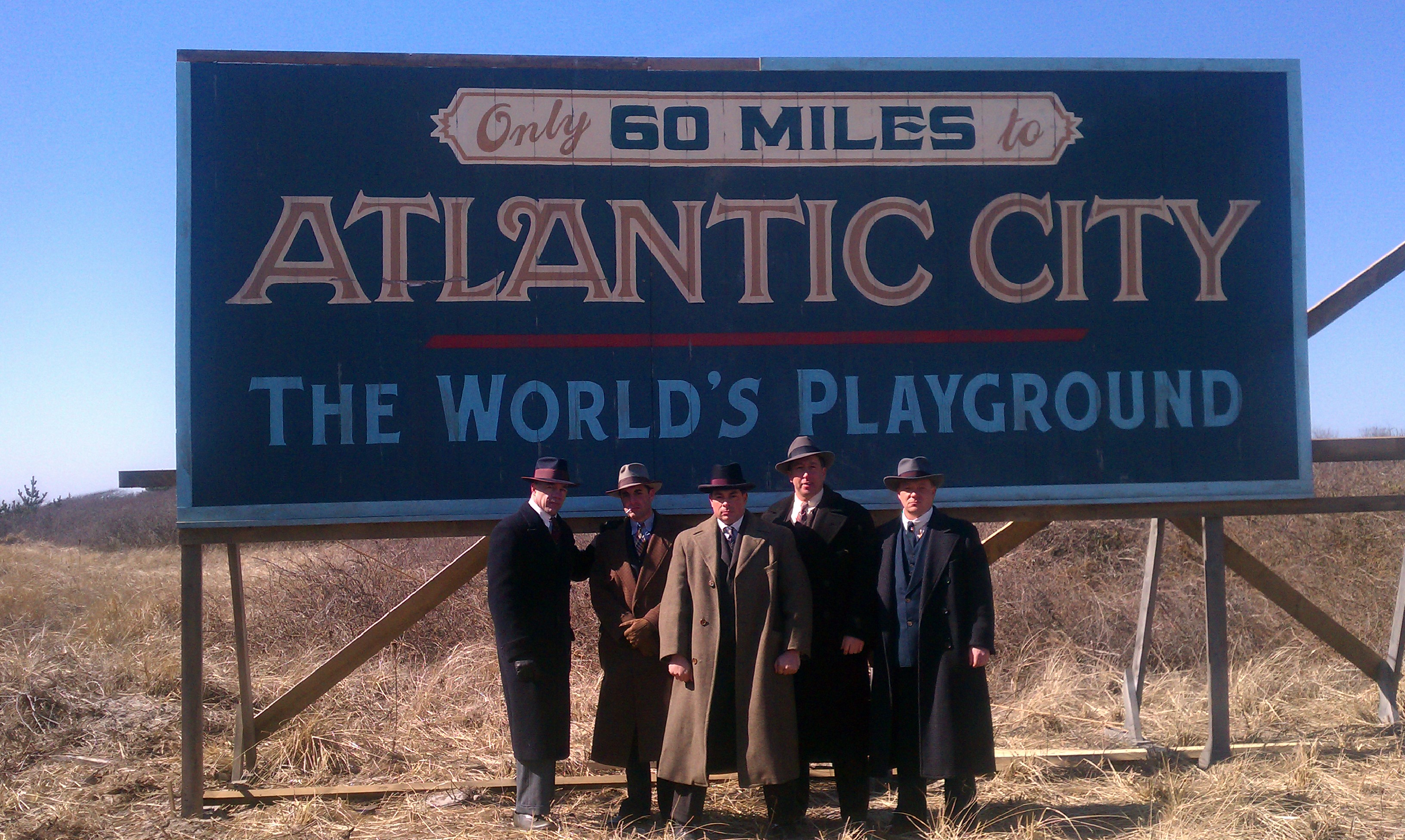 Rocco Parente Jr shown center with the Rosetti Crew on day one of filming the first episode of Boardwalk Empire season three.