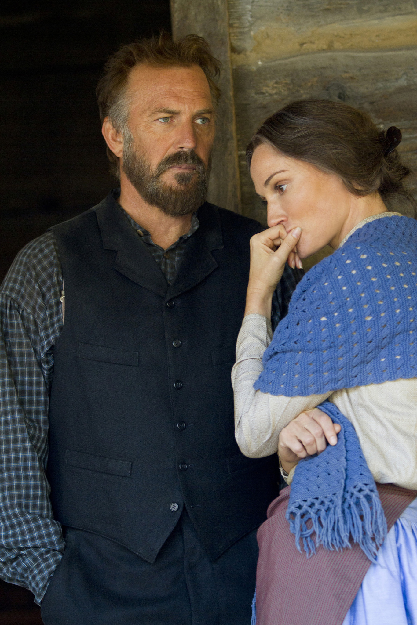 Still of Kevin Costner and Sarah Parish in Hatfields & McCoys (2012)