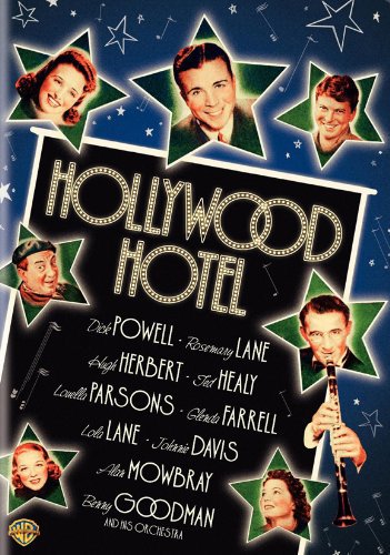 Hugh Herbert, Johnnie Davis, Ted Healy, Rosemary Lane, Louella Parsons and Dick Powell in Hollywood Hotel (1937)