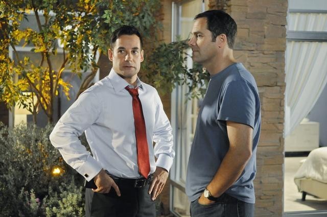 Still of Adrian Pasdar and Andy Buckley in The Lying Game (2011)