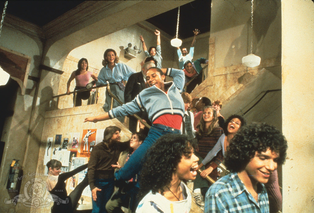 Still of Debbie Allen, Lee Curreri, Lori Singer, Michael DeLorenzo, Erica Gimpel, Albert Hague, Carlo Imperato, Carol Mayo Jenkins, Valerie Landsburg, P.R. Paul, Gene Anthony Ray and Bronwyn Thomas in Fame (1982)