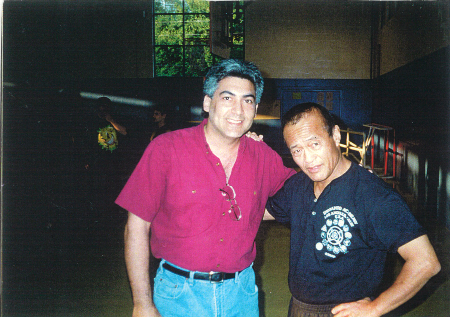 Gustavo Perez practices with Bruce Lee's nunchakus teacher ; DAN INOSANTO . Dan Inosanto also fought Bruce Lee in ,
