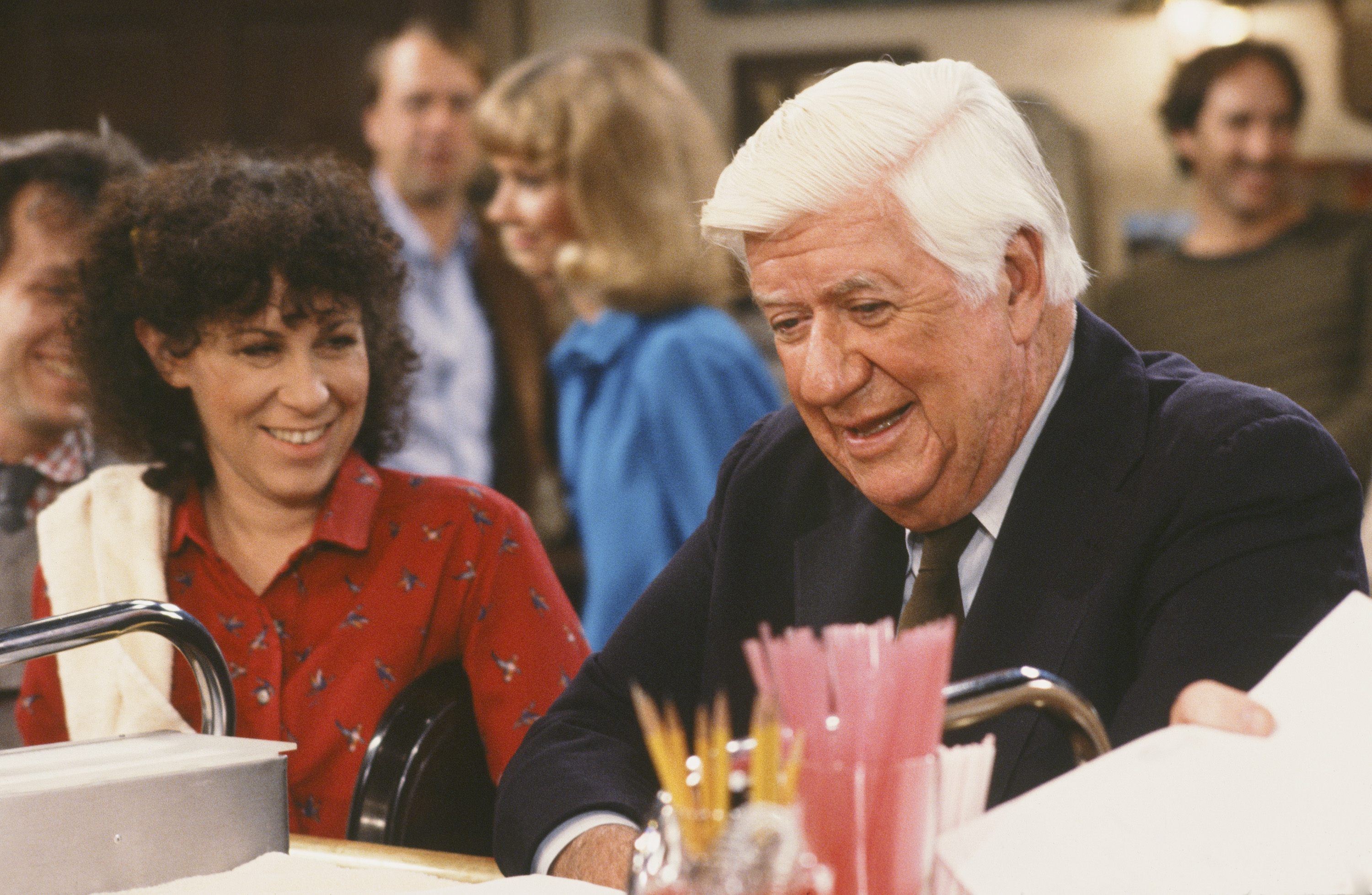Still of Thomas P. 'Tip' O'Neill and Rhea Perlman in Cheers (1982)