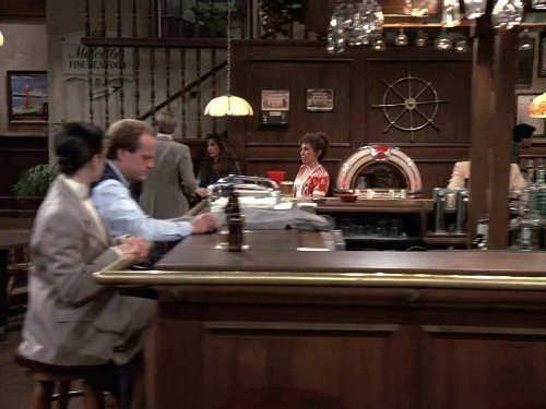 Still of Kelsey Grammer, Bebe Neuwirth and Rhea Perlman in Cheers (1982)