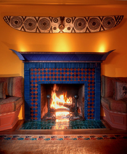 ZELLIJ FIREPLACE. Fireplace designed by Daniele Perna. As seen on Sheila Bridges Designer Living: Daniele Perna, Robert D. Nelson. Season 4, Episode 12