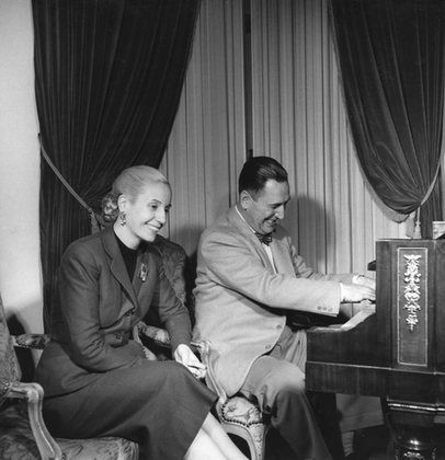 Evita Peron with husband, President Juan Peron circa 1944