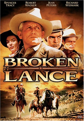 Spencer Tracy, Robert Wagner, Richard Widmark and Jean Peters in Broken Lance (1954)
