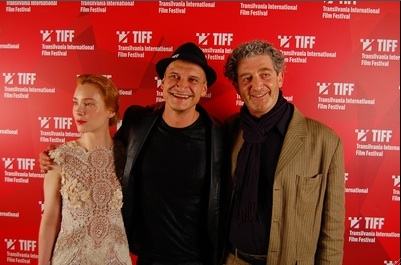 Franziska Petri, Mihai Chirilov and Eyal Sivan at the closing ceremony of the Transilvania International Film Festival