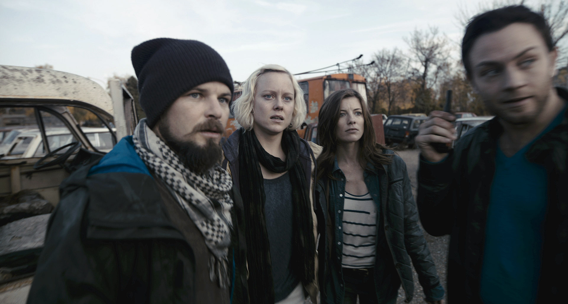 Still of Nathan Phillips, Jonathan Sadowski, Ingrid Bolsø Berdal and Devin Kelley in Cernobylio dienorasciai (2012)