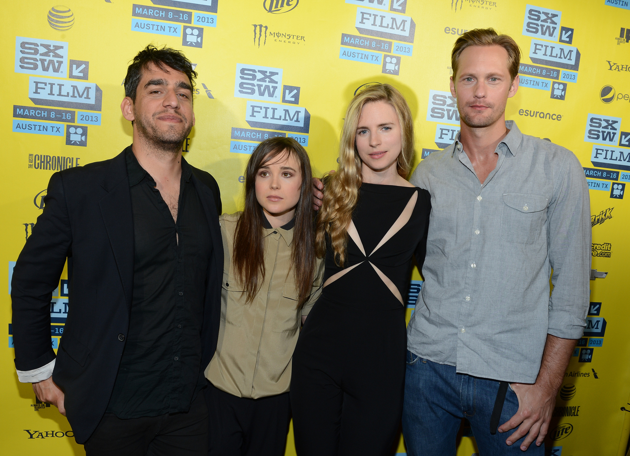Alexander Skarsgård, Ellen Page, Brit Marling and Zal Batmanglij at event of The East (2013)
