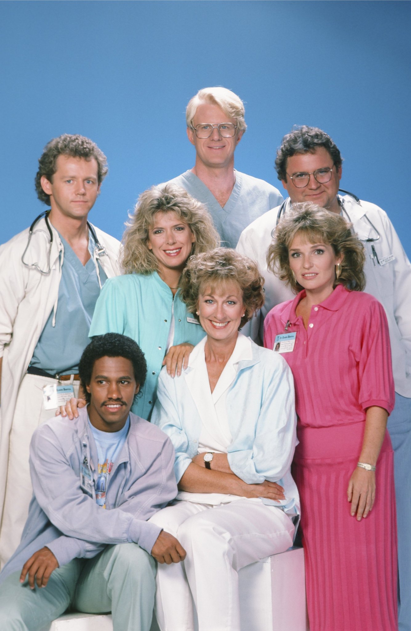 Still of Ed Begley Jr., David Morse, Stephen Furst, Eric Laneuville, Sagan Lewis, Christina Pickles and Jennifer Savidge in St. Elsewhere (1982)