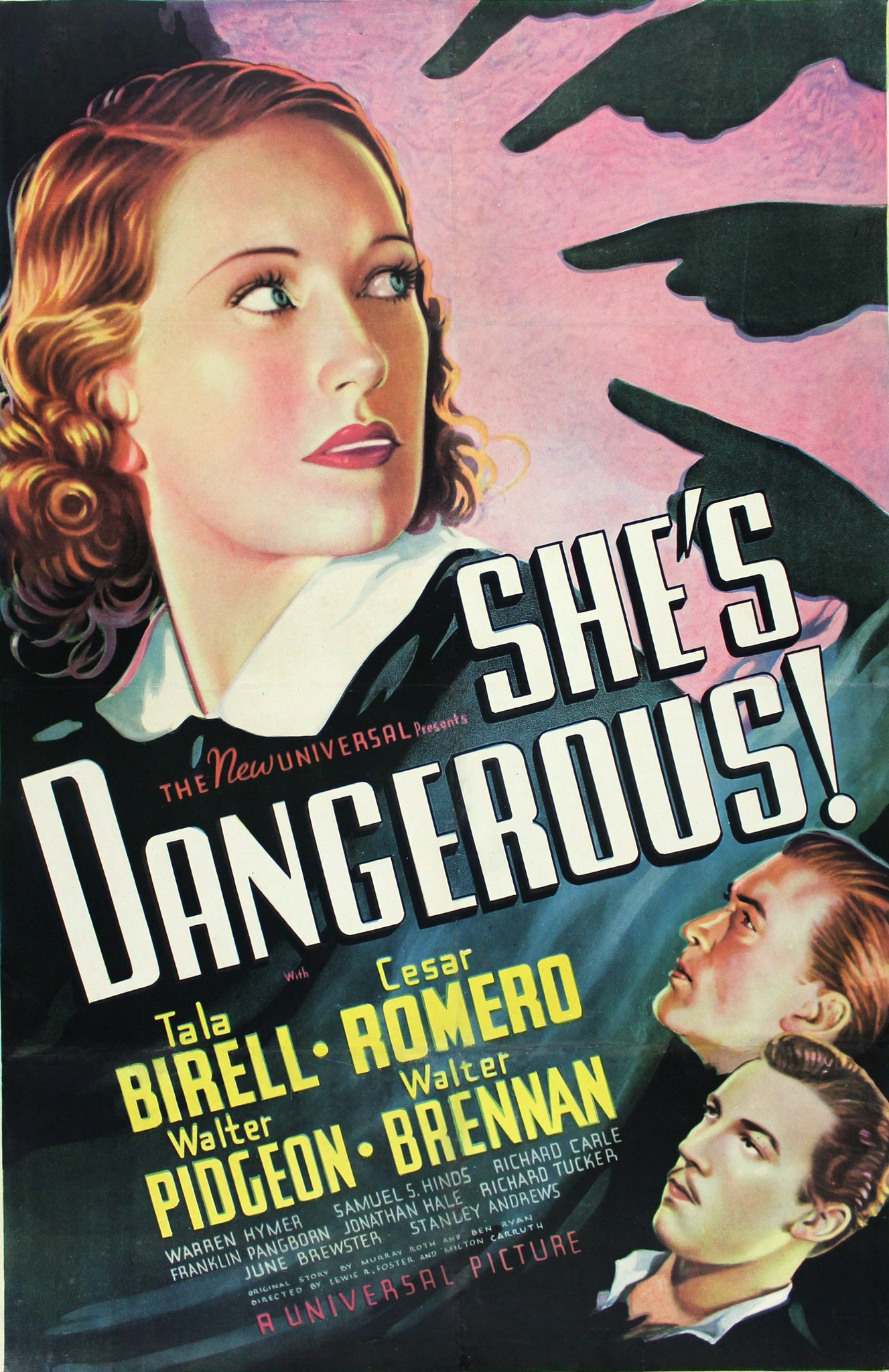 Cesar Romero, Tala Birell and Walter Pidgeon in She's Dangerous (1937)