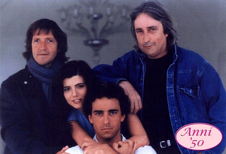 Carlo Vanzina, Giovanna Rei, Andrea Piedimonte and Enrico Vanzina off the set of Anni'50