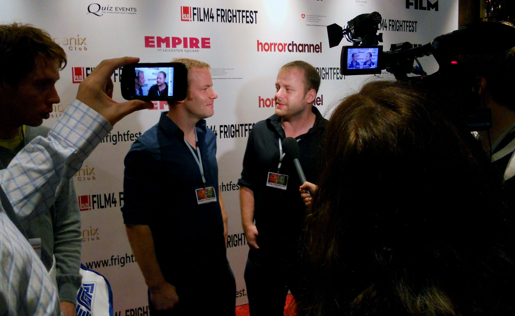Film 4 FrightFest - 2011 Brett & Drew Pierce get mobbed on the media wall line. *DEADHEADS UK Premiere