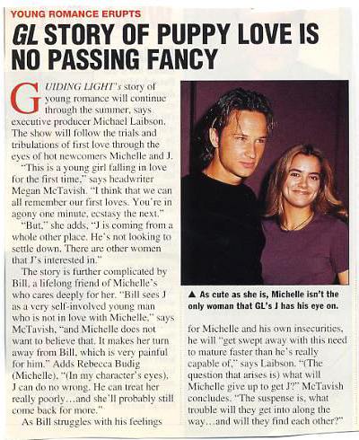 Guiding Light Article George Pilgrim and Rebecca Budig as J and Michelle