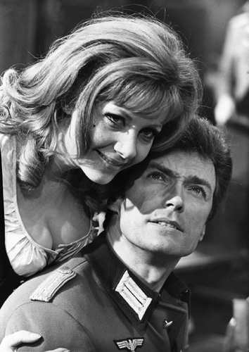 Clint Eastwood and Ingrid Pitt on the set of 