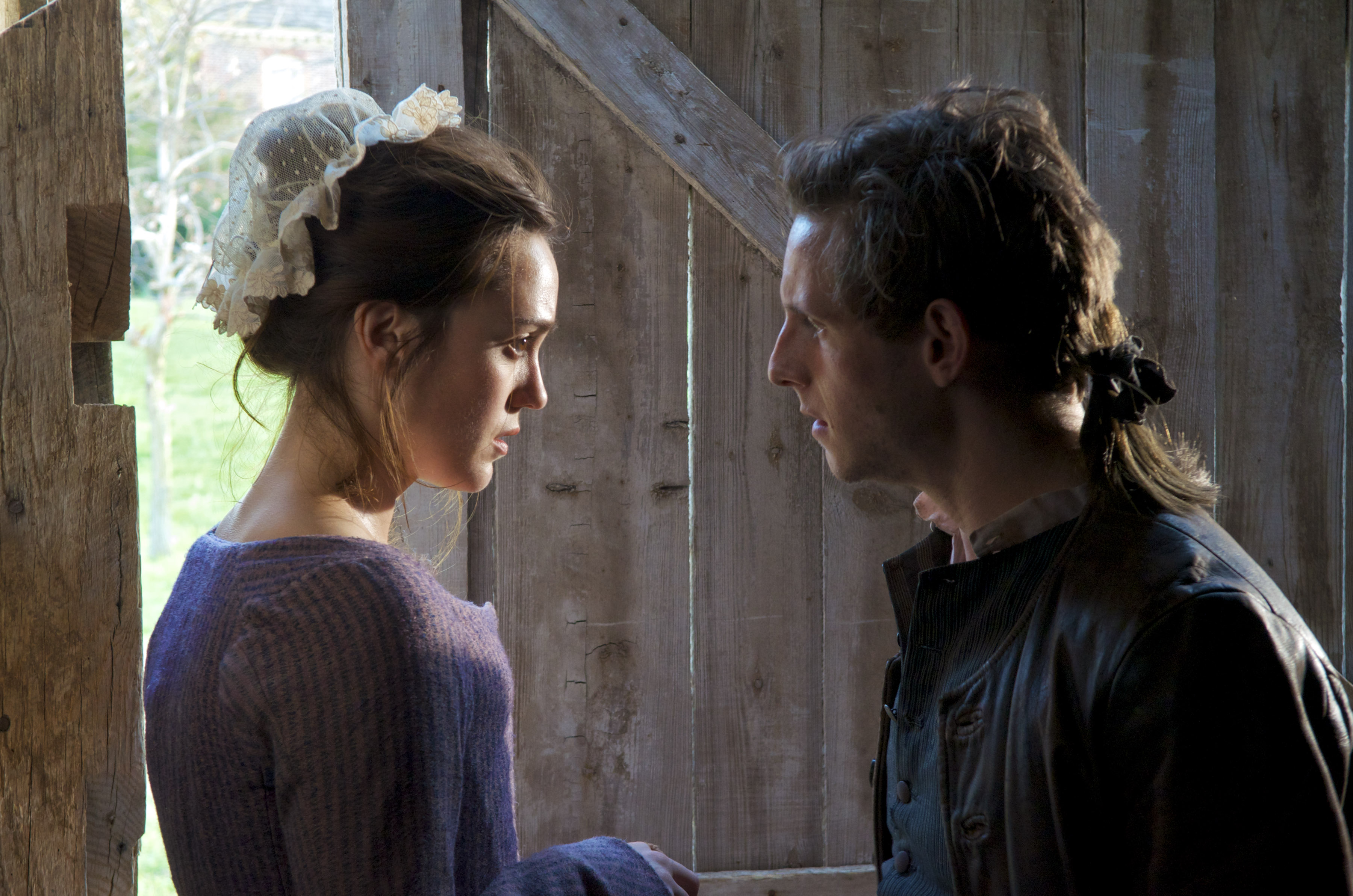 Heather Lind as Anna Strong and Jamie Bell as Abraham Woodhull in the new AMC Drama TURN