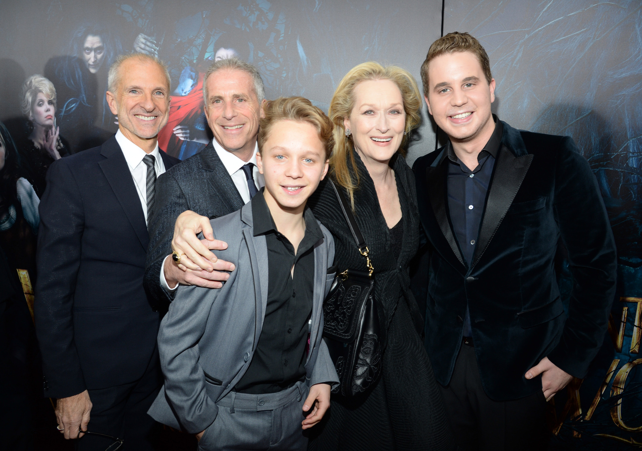 Meryl Streep, John DeLuca, Marc Platt, Ben Platt and Daniel Huttlestone at event of Into the Woods (2014)