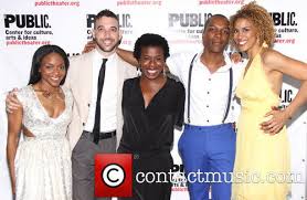 Victoria Platt with Matt Sax, Leslie Odom, Jr., Uzo Aduba and Angela Polk at the opening of 