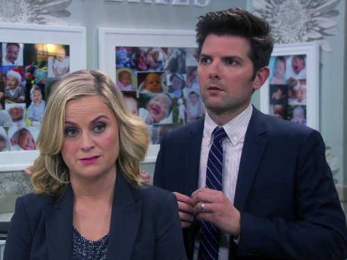 Still of Adam Scott and Amy Poehler in Parks and Recreation (2009)