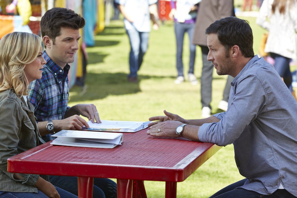 Still of Adam Scott, Amy Poehler and Brady Smith in Parks and Recreation (2009)