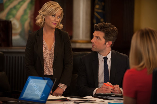 Still of Adam Scott and Amy Poehler in Parks and Recreation (2009)