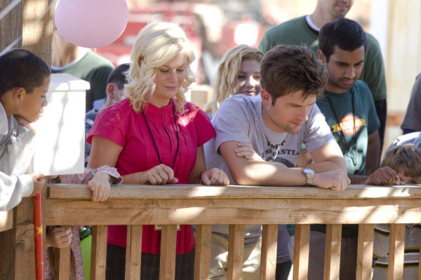 Still of Adam Scott, Amy Poehler and Aziz Ansari in Parks and Recreation (2009)