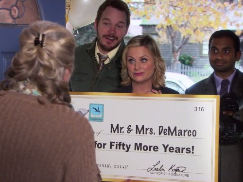 Still of Amy Poehler, Chris Pratt and Aziz Ansari in Parks and Recreation (2009)