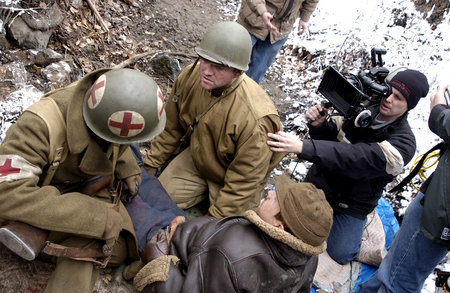 Larry Bagby, Ryan Little, Alexander Polinsky and Kirby Heyborne in Saints and Soldiers (2003)