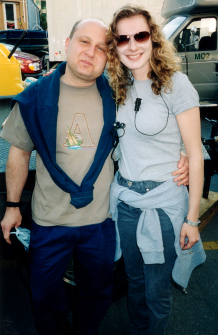 Nick Taylor (I) and Assistant Director Agnieszka Poninska on the set of 