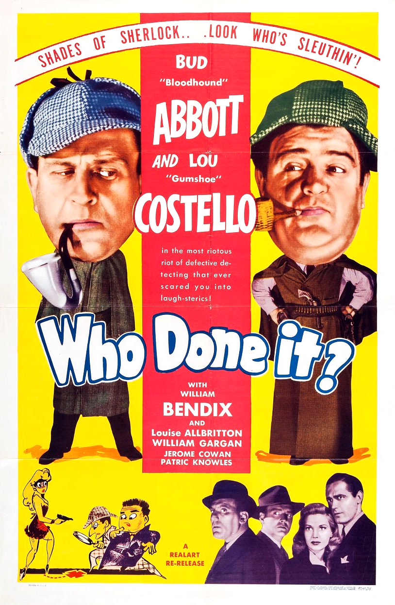 William Bendix, Bud Abbott, Louise Allbritton, Lou Costello, William Gargan and Don Porter in Who Done It? (1942)