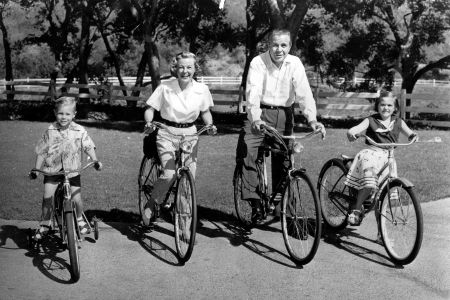 June Allyson and family, Dick Powell, Ricky and Pamela circa 1958