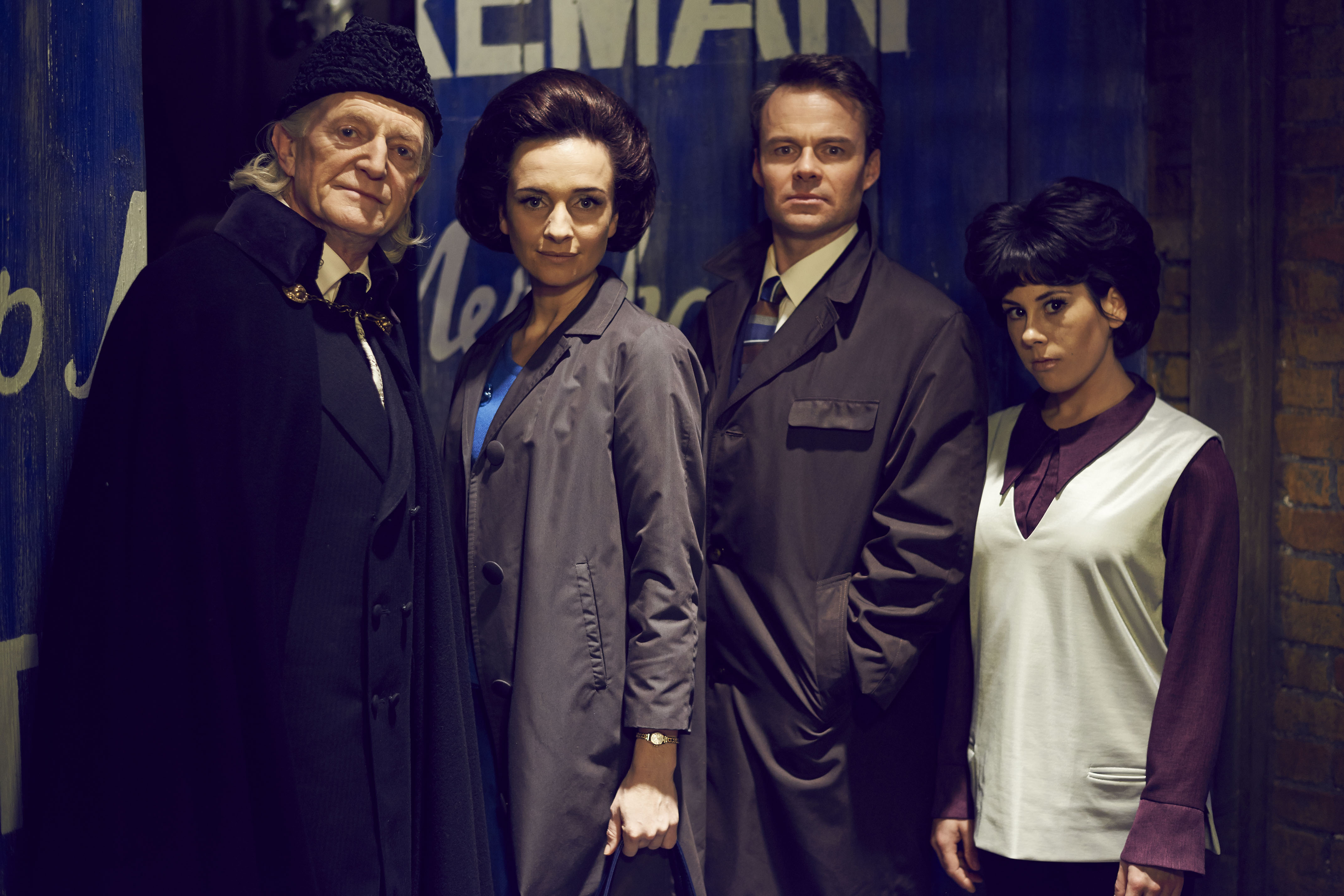 David Bradley, Jemma Powell, Jamie Glover, Claudia Grant in An Adventure in Space and Time.