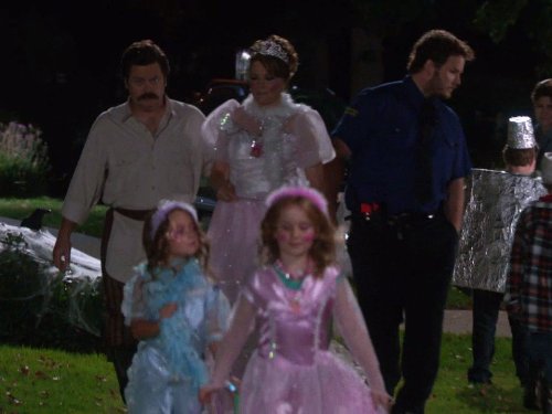 Still of Lucy Lawless, Nick Offerman, Chris Pratt, Sadie Salazar and Rylan Lee in Parks and Recreation (2009)