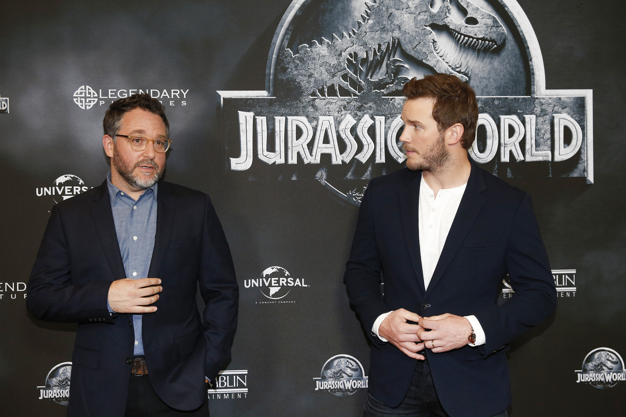 Chris Pratt and Colin Trevorrow at event of Juros periodo pasaulis (2015)