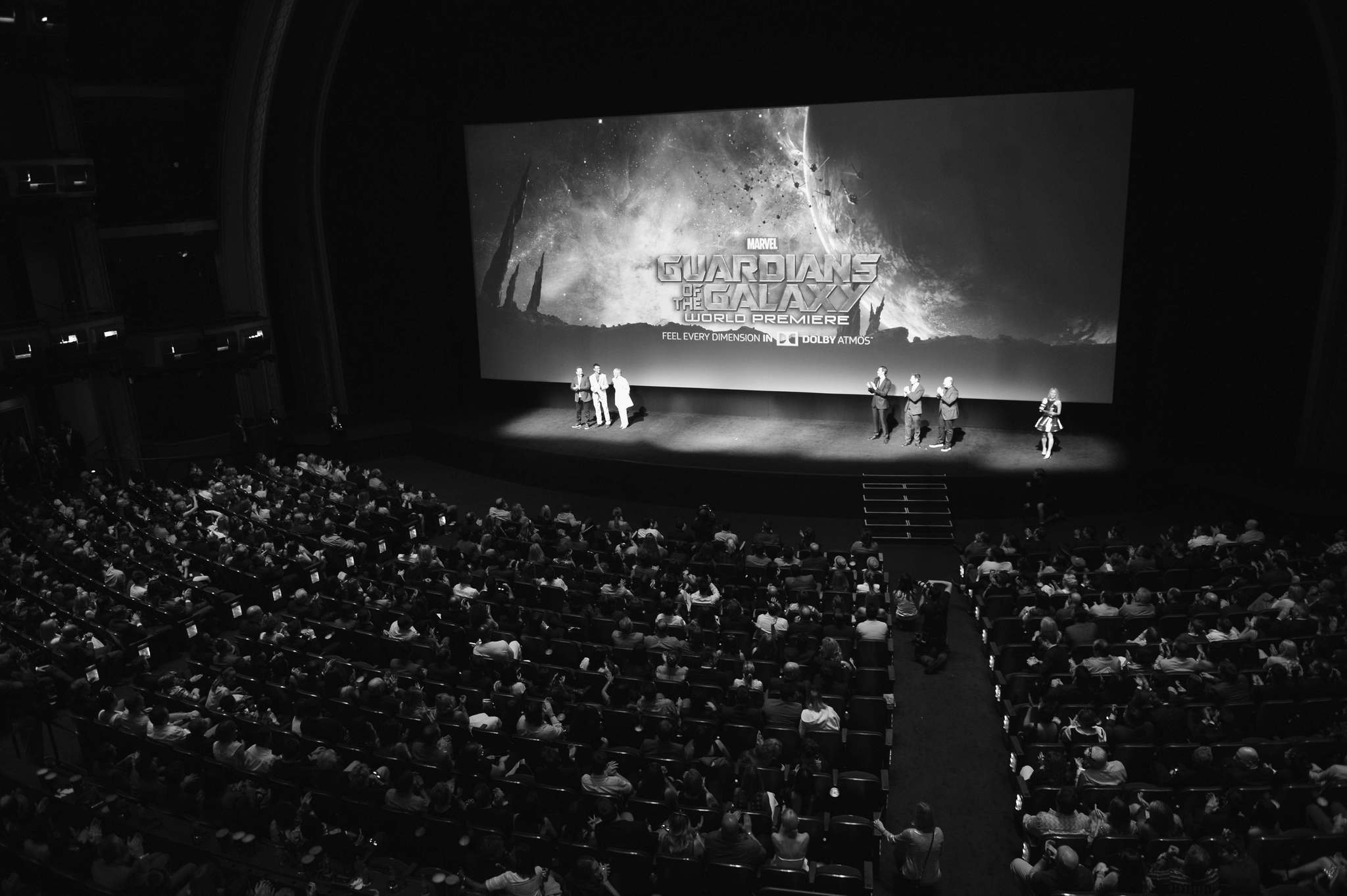 Glenn Close, Benicio Del Toro, Vin Diesel, Bradley Cooper, Louis D'Esposito, Kevin Feige, Sean Gunn, Chris Pratt, Michael Rooker, Zoe Saldana, Dave Bautista, Lee Pace and Karen Gillan at event of Galaktikos sergetojai (2014)