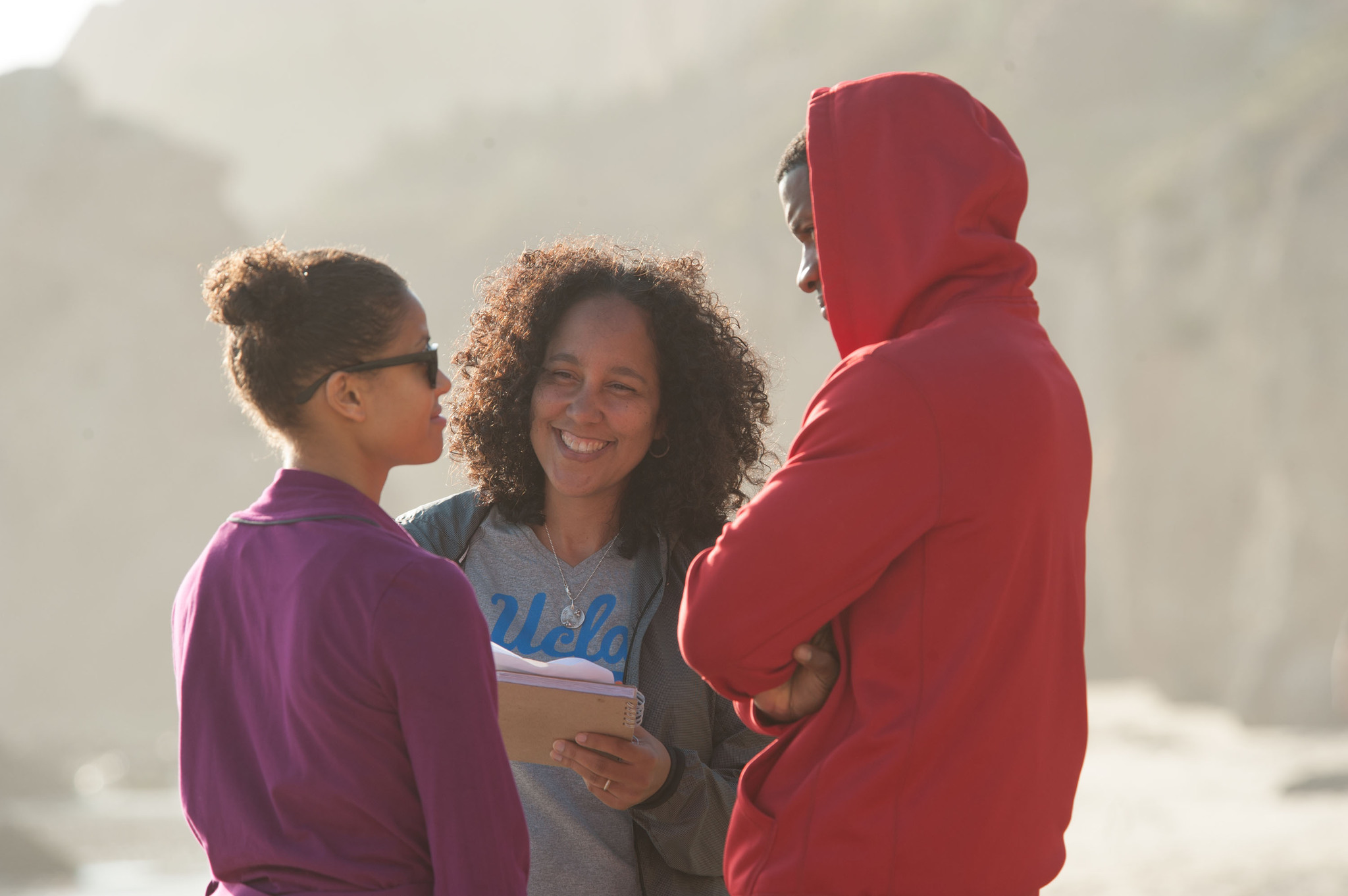 Still of Gina Prince-Bythewood, Nate Parker and Gugu Mbatha-Raw in Beyond the Lights (2014)