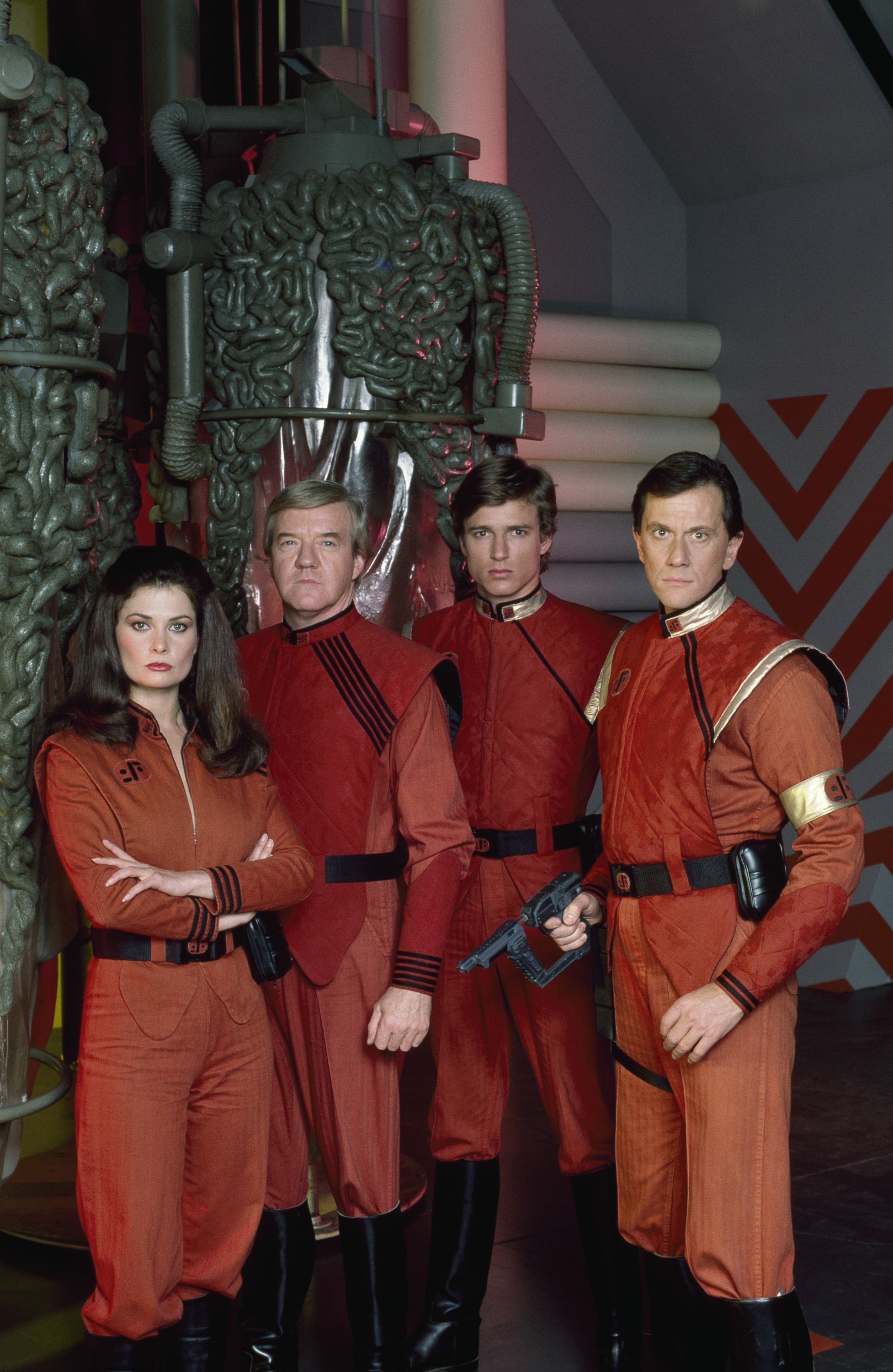 Still of Jane Badler, Richard Herd, Peter Nelson and Andrew Prine in V (1984)