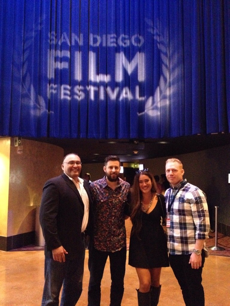 Running Deer Actor Jon Proudstar, Director Brent Ryan Green, Actress Q'orianka Kilcher, and Writer Jeff Goldberg at the 2013 San Diego Film Festival.