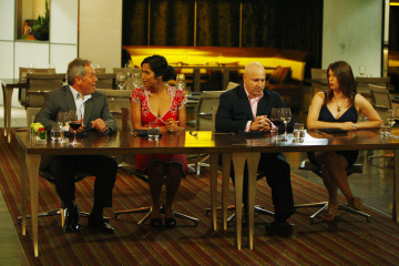Still of Padma Lakshmi, Wolfgang Puck, Gail Simmons and Tom Colicchio in Top Chef (2006)