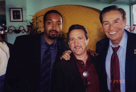 Jesse Martin, Jorge Pupo, and Jerry Orbach on the set of the 