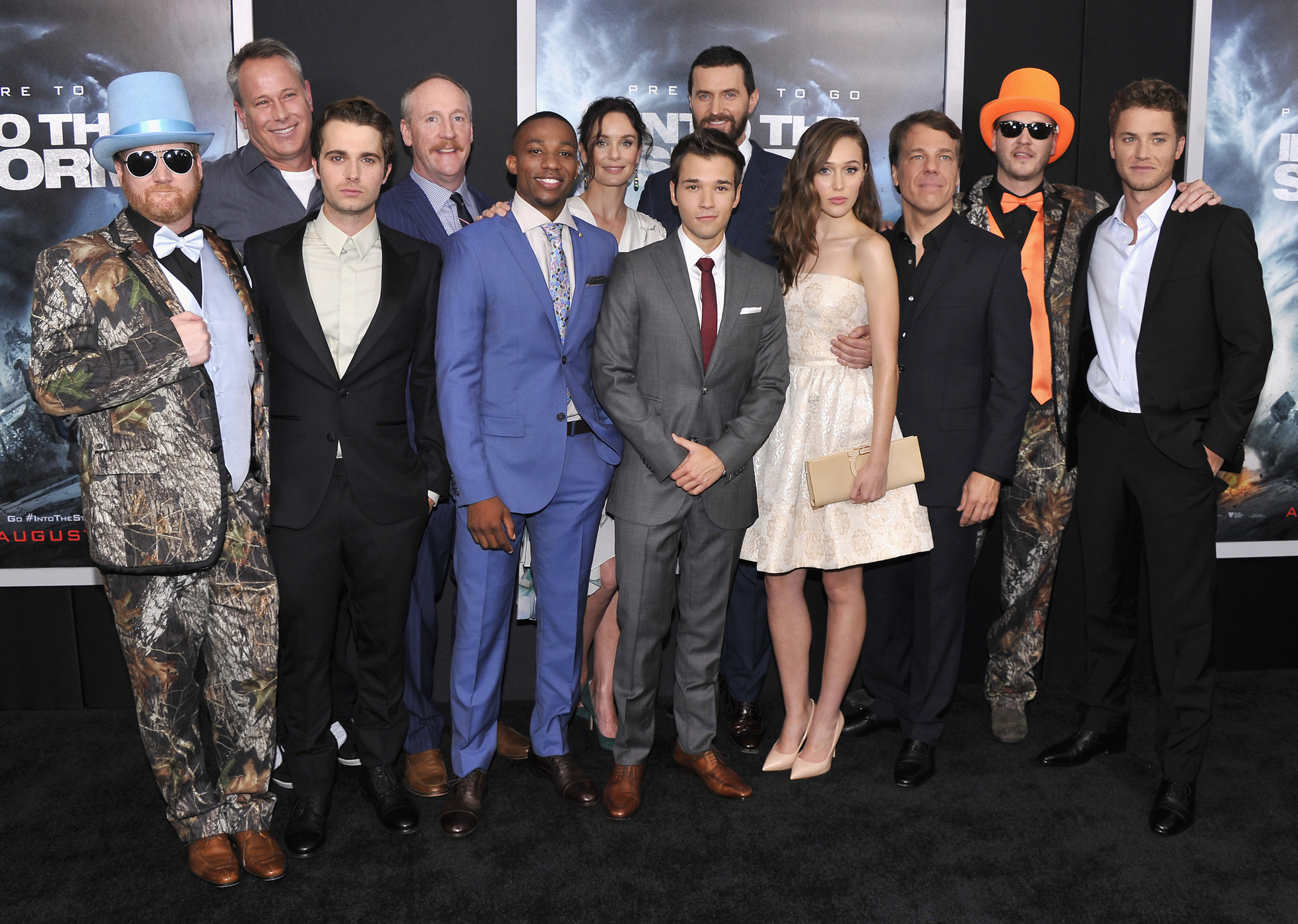 Richard Armitage, Arlen Escarpeta, Todd Garner, Nathan Kress, Steven Quale, Jeremy Sumpter, Matt Walsh, Sarah Wayne Callies, Kyle Davis, Jon Reep and Max Deacon at event of Into the Storm (2014)