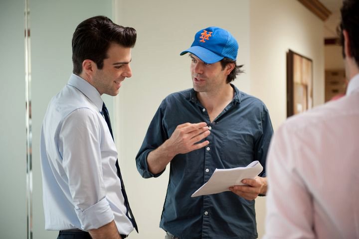 Zachary Quinto and JC Chandor on the set of MARGIN CALL