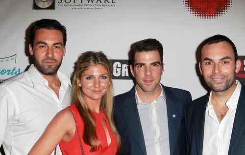 Actor/writer Philip Quinaz, actor/writer Anna Martemucci, actor/producer Zachary Quinto, and director/writer Victor Quinaz at the Hollyshorts Film Festival 2012.